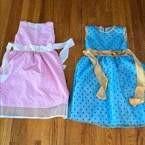 Elegant Pink and Blue Polka Dot Kids Formal Dresses